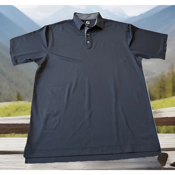 FootJoy GOLF shirt XL FJ Black Polo Men’s X-Large Zebra Striped Collar Casual - Picture 4 of 11